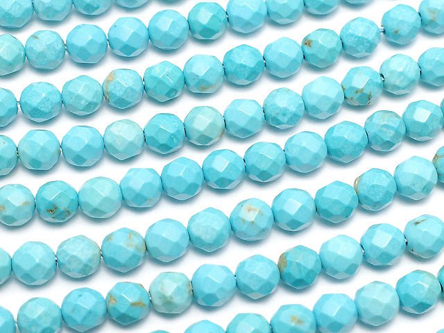 [Video] Magnesite Turquoise  32Faceted Round 4mm 1strand beads (aprx.15inch/37cm)
