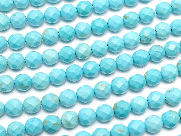 Magnesite Turquoise  32Faceted Round 4mm 1strand beads (aprx.15inch/37cm)