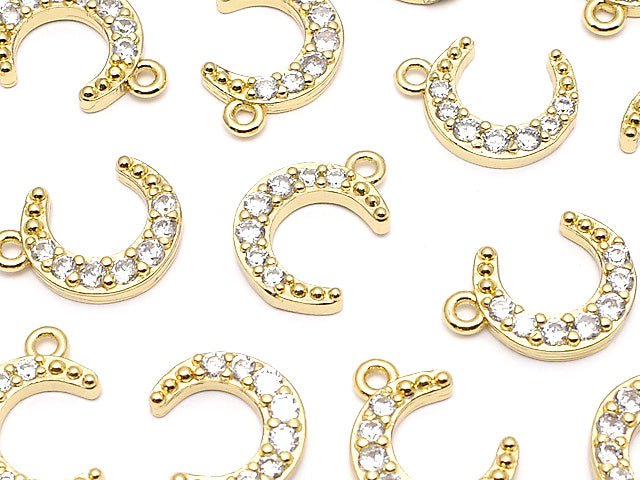 Metal Parts Crescent Charm Gold Color (with CZ) 2pcs $2.79!