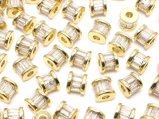 Metal Parts Rondelle 4.5x4.5x4mm Gold (with CZ) 2pcs