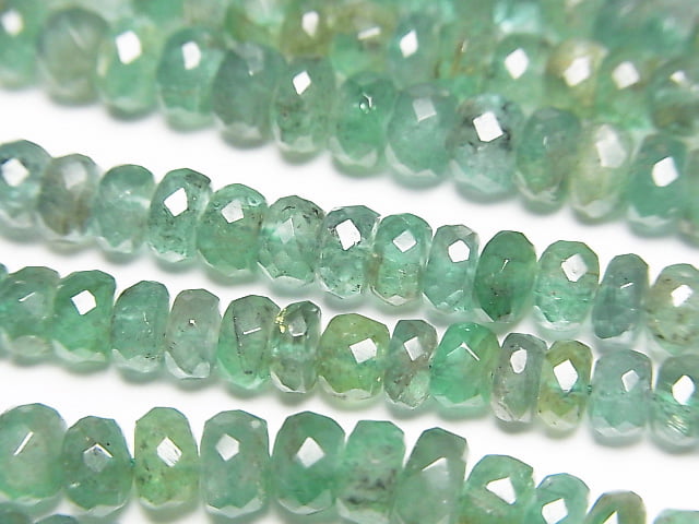 [Video]High Quality Emerald AA++ Faceted Button Rondelle half or 1strand beads (aprx.15inch/38cm)