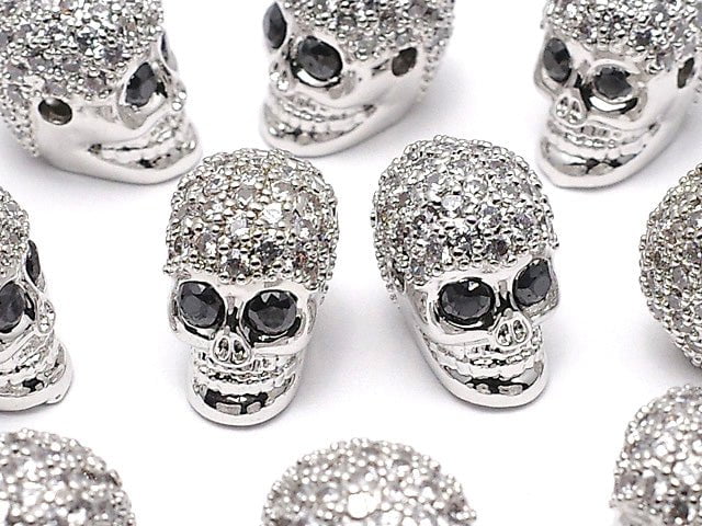 Metal Parts skull 9.5 x 7 x 9 mm silver color (with CZ) 2 pcs $3.79!