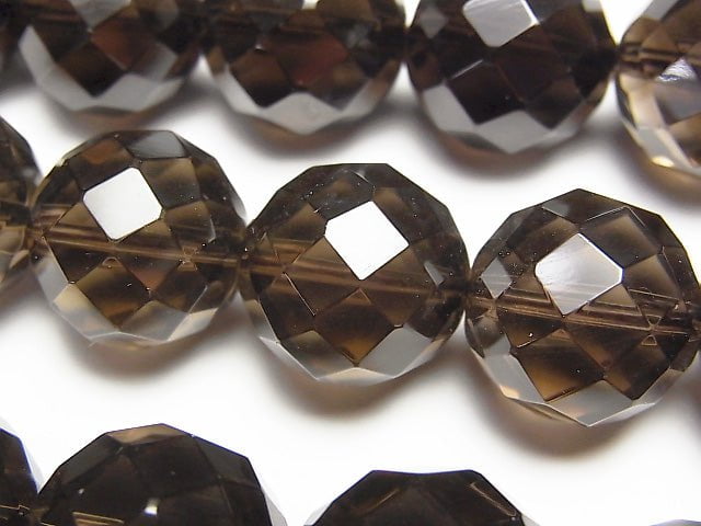 Smoky Quartz AAA 64Faceted Round 16mm 1/4 or 1strand beads (aprx.15inch/37cm)