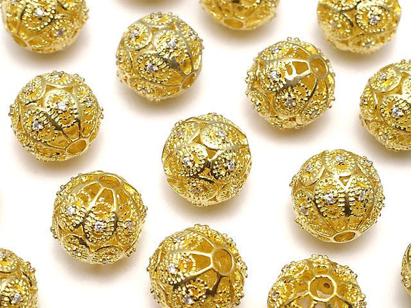Metal Parts watermark pattern entering Round 10mm gold color w / CZ 1pc $3.39!