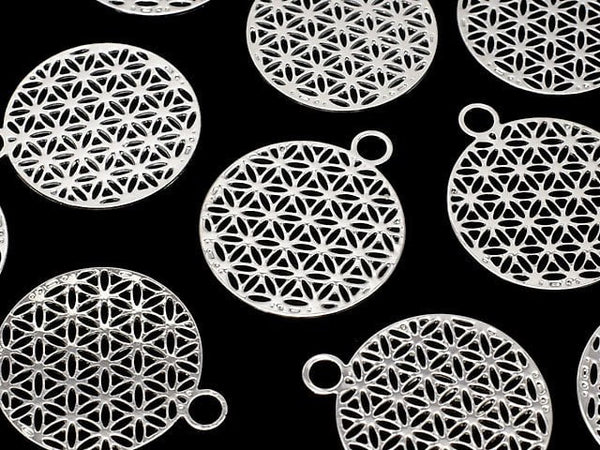 Metal Parts Holy Charm [Flower of Life] 23 x 20 Silver Color 1 pc $0.99!