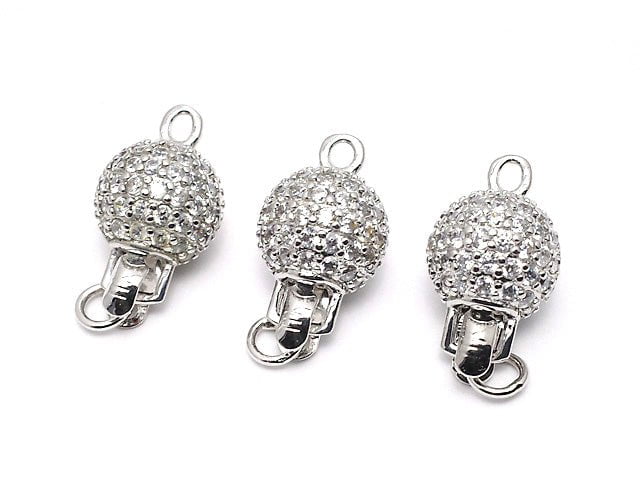 Metal Parts Clasp Round 8mm, 10mm Silver Color (with CZ) 1pc $3.99