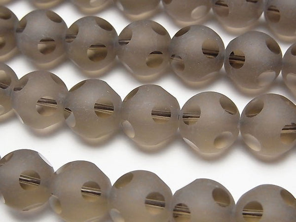 Smoky Quartz polka dot Faceted Round 10 mm half or 1 strand beads (aprx.15 inch / 37 cm)
