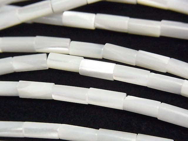 Mother of Pearl MOP White Tube 8x4x4mm 1strand beads (aprx.15inch/38cm)