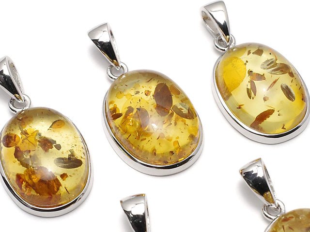 [Video] Baltic Amber Oval Pendant 17x13mm Silver925 1pc