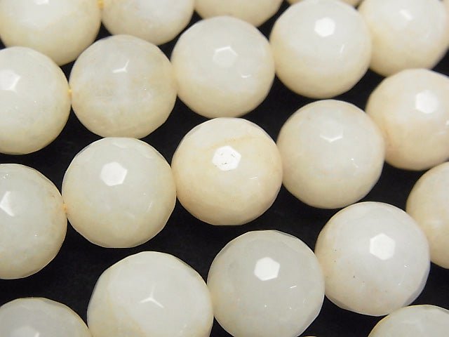 1strand $6.79! White Beige Color Jade 128 Faceted Round 12 mm 1strand beads (aprx.15 inch / 36 cm)