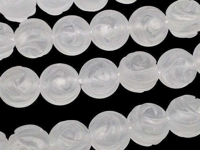 [Video] Frosted Crystal Quartz AAA Round Rose Cut 10mm half or 1strand beads (aprx.14inch/35cm)