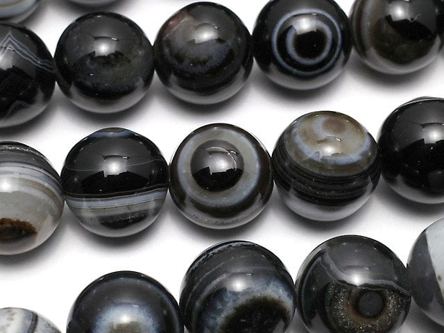 [Video] Tibetan Agate (Eye Agate) Round 12mm half or 1strand beads (aprx.15inch/37cm)