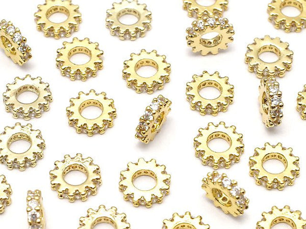 Metal Parts Roundel 6x6x1.5mm Gold with CZ 3pcs $2.79!