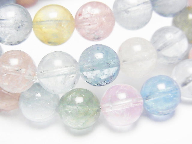 [Video] Beryl Mix (Multicolor Aquamarine) AAA Round 8.5mm Bracelet
