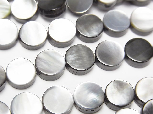 High Quality Black Shell (Black-lip Oyster)AAA Flat Coin 8x8x2mm 1strand beads (aprx.15inch/36cm)