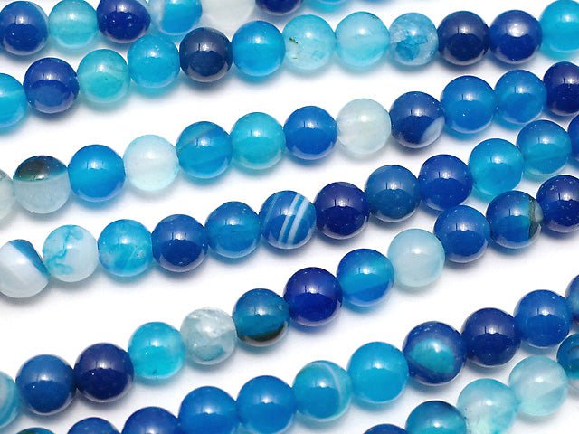 1strand $3.79! Blue Stripe Agate Round 4mm 1strand beads (aprx.15inch / 37cm)