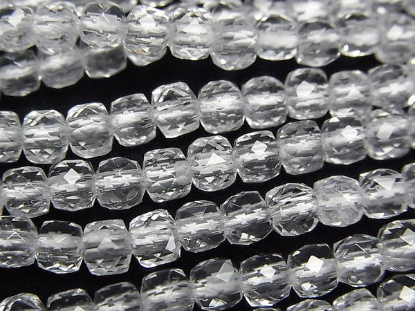 [Video] High Quality! Crystal AAA- Cube Shape 4x4x4mm 1strand beads (aprx.15inch/36cm)