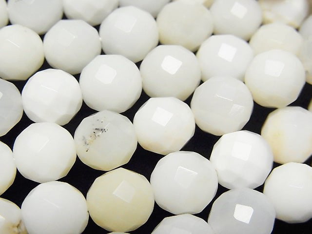 African White Opal 64 Faceted Round 8mm half or 1strand beads (aprx.15inch / 38cm)