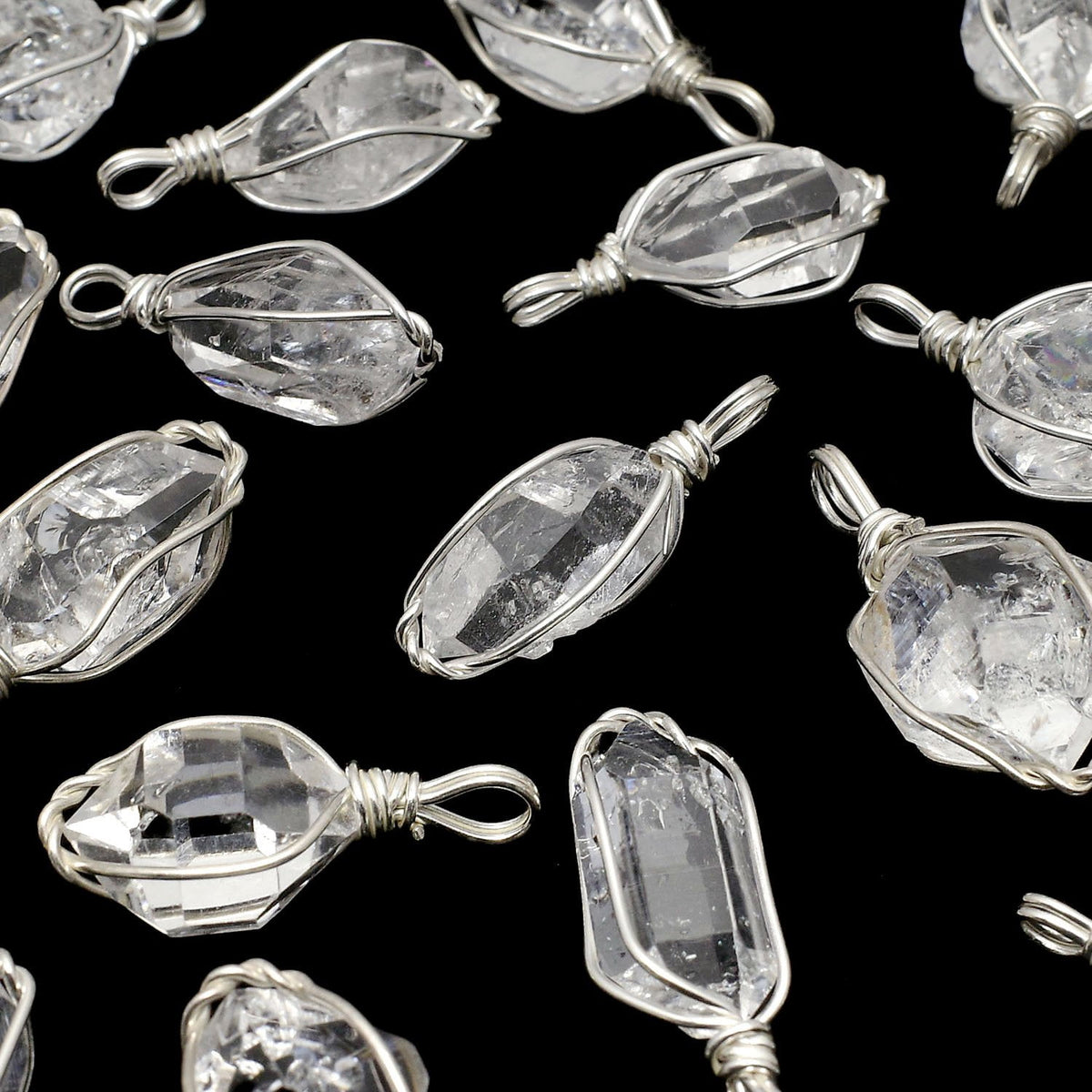 NYHerkimer Diamond AAA Rough Rock Nugget Pendant [L size] Wire frame Silver925 1pc