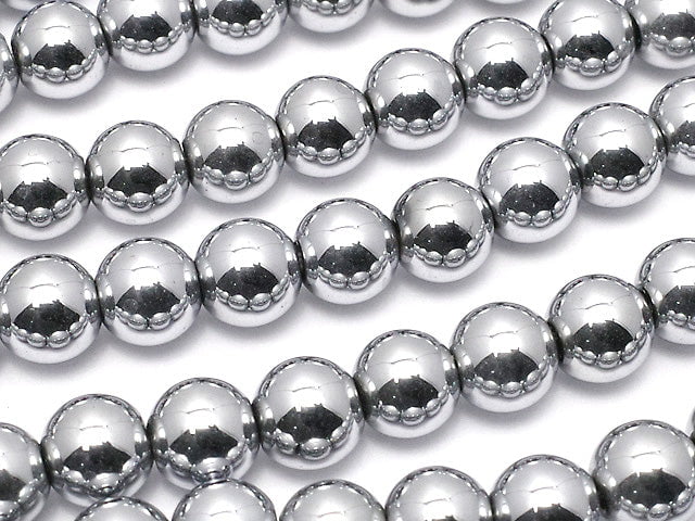 Hematite Round 6mm Silver coating 1strand beads (aprx.15inch / 38cm)