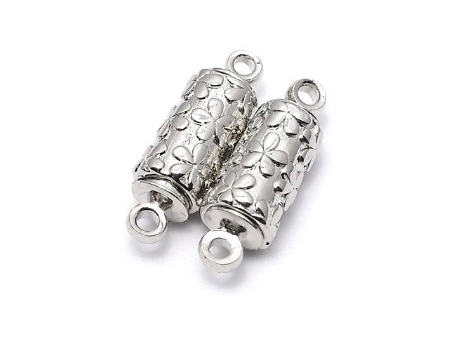 Metal Parts Magnetic Clasp 12 x 6 x 6 mm Silver Color 2 pairs