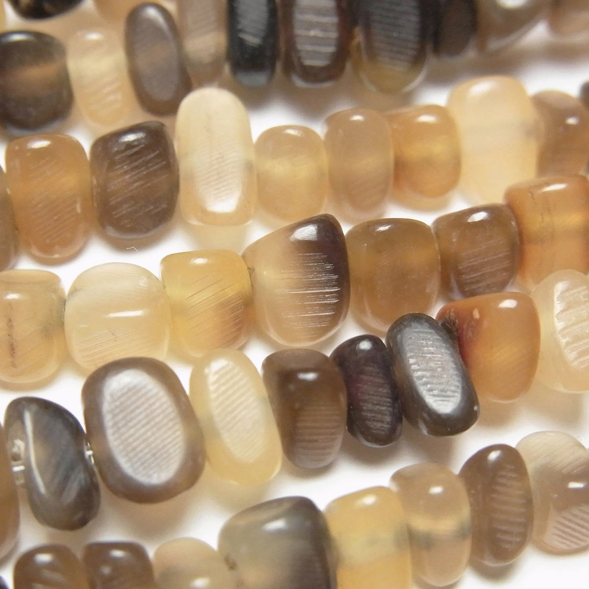 Buffalo Horn Square - Rectangle Rondelle Beige x Brown 1strand beads (aprx.15inch/38cm)