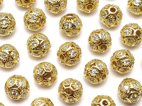 Metal Parts watermark patterned Round 6 mm gold color w / CZ 1 pc $2.19!