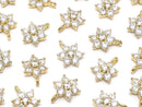 Metal Parts Charm Flower with CZ 9 x 6 mm Gold Color 3 pcs $3.79!