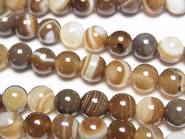 1strand $5.79! Brown stripe agate AAA Round 6mm 1strand beads (aprx.15inch / 36cm)