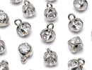 Metal Parts Charm 8x6x6mm CZ Brilliant Cut 4 Silver Color 2 Pcs