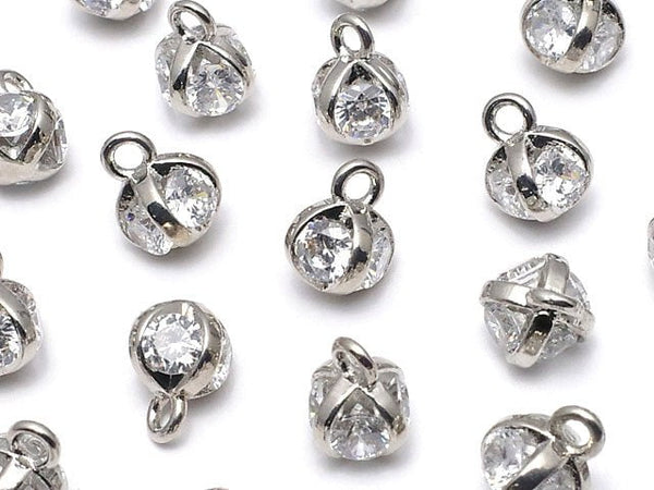 Metal Parts Charm 8x6x6mm CZ Brilliant Cut 4 Silver Color 2 Pcs