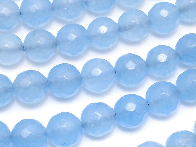 Blue Jade 64 Faceted Round 8 mm 1strand beads (aprx.14 inch / 34 cm)