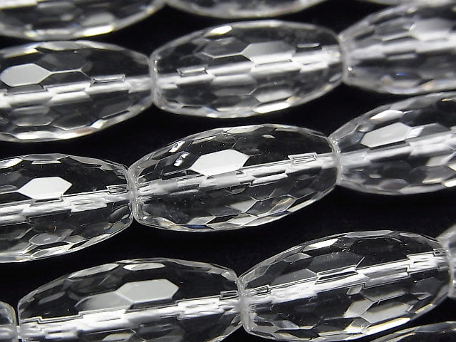 [Video] Crystal AAA Faceted Rice 20 x 10 x 10 mm half or 1 strand beads (aprx. 14 inch / 35 cm)