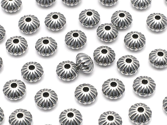 Silver925  Line Carved Rondelle  5.5mm 2pcs