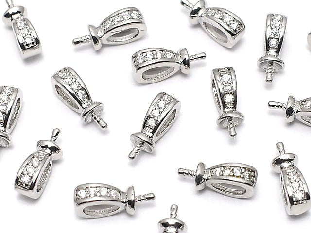 Metal Parts with Bail Screw Eye Silver Color (with CZ) 3pcs $3.79!