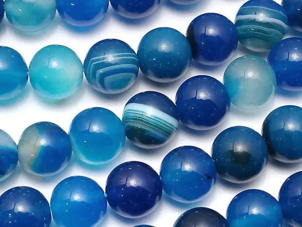 Blue Stripe Agate Round 8mm 1strand beads (aprx.15inch / 36cm)