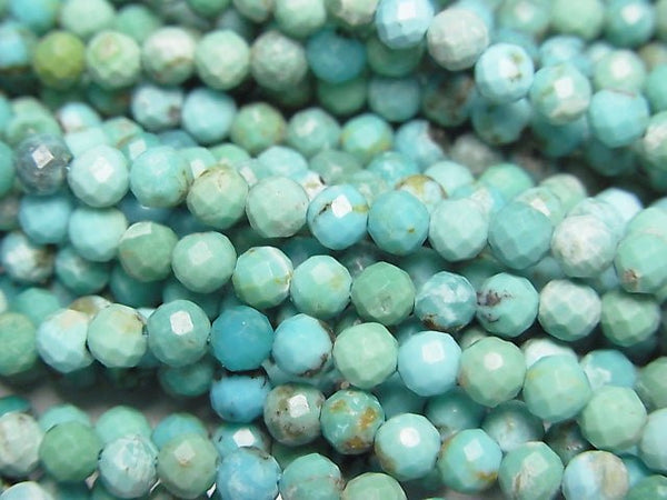 [Video] High Quality!  Turquoise AA++ Faceted Round 3mm  1strand beads (aprx.15inch/37cm)