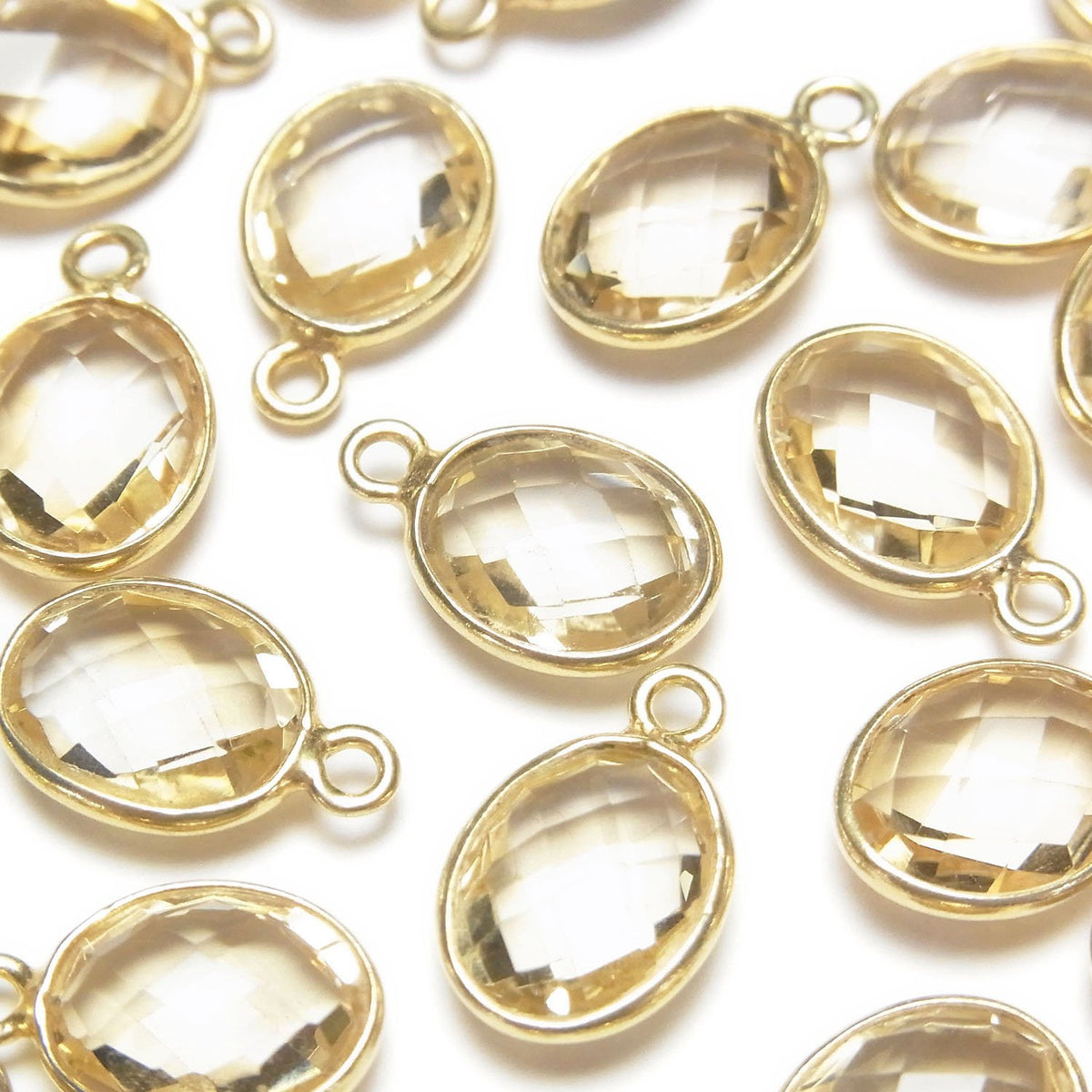 Citrine de haute qualité AAA sertie, ovale facettée 11x9 [un côté] 18KGP 3 pièces