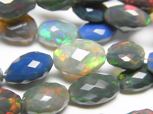 [Video] High Quality Ethiopian Black Opal AAA Faceted Nugget half or 1strand beads (aprx.15inch / 38cm)