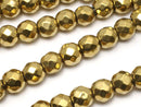 [Video] Magnetic! Hematite 64 Faceted Round 6 mm gold coating 1 strand beads (aprx.15 inch / 37 cm)