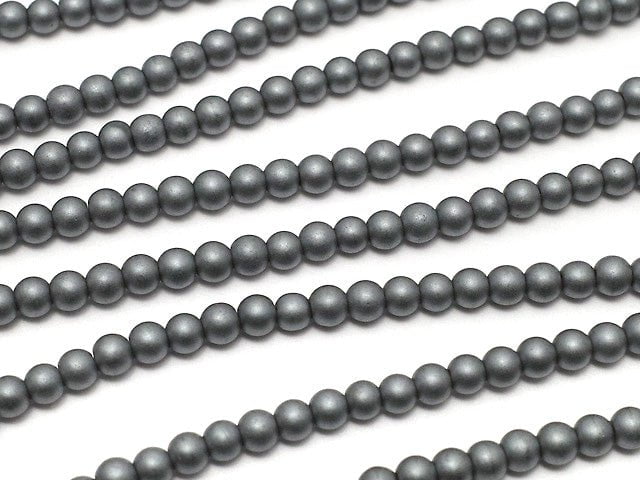 Frost Hematite Round 2mm 1strand beads (aprx.15inch / 38cm)