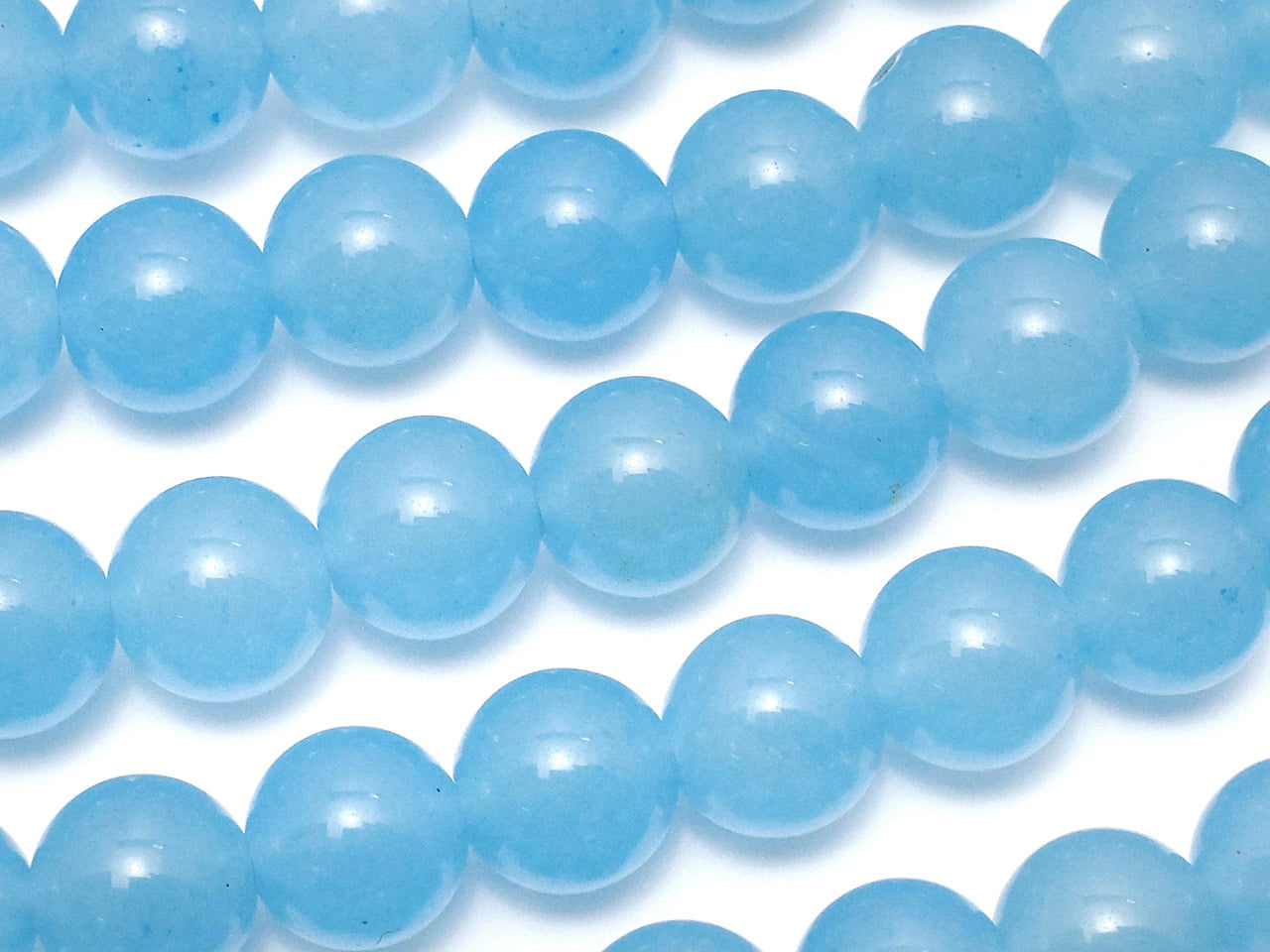 Perles rondes en jade bleu 8 mm, 1 fil (environ 37 cm)