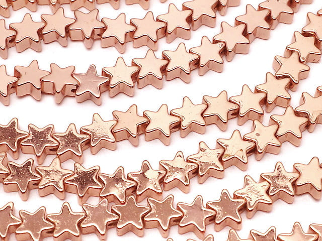 [Video] Hematite Star 4x4mm Pink Gold Coating 1strand beads (aprx.15inch/37cm)