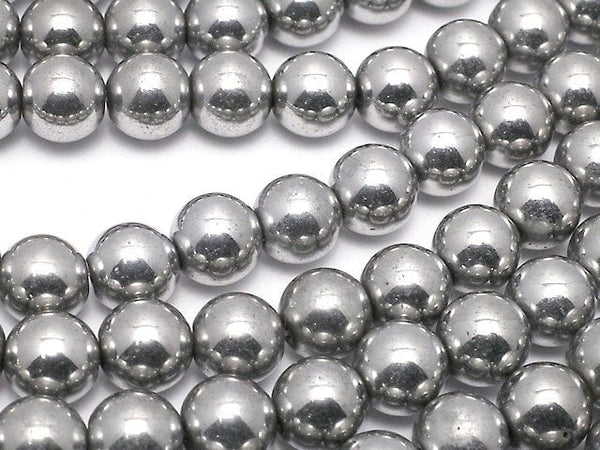 Magnetic! Hematite Round 6mm Silver Coating 1strand beads (aprx.15inch / 36cm)