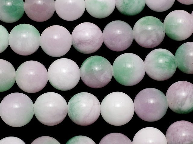 Pink Purple x Green Jade Round 8mm 1strand beads (aprx.15inch / 36cm)