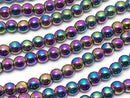 Hematite Round 4mm metallic coating 1strand beads (aprx.15inch / 38cm)