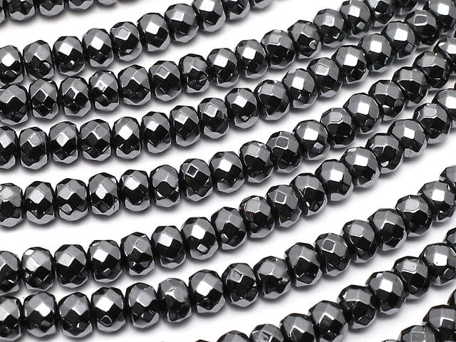 [Video] Hematite  Faceted Button Rondelle 4x4mm x3mm  1strand beads (aprx.15inch/38cm)