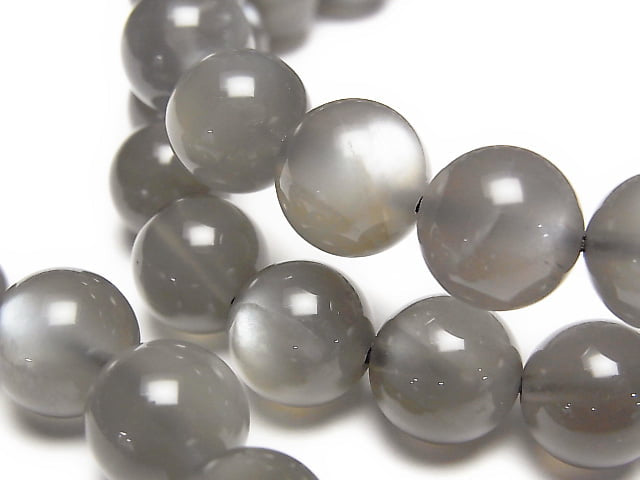 [Video] Gray Moonstone AAA- Round 10mm Bracelet