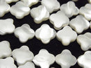 Mother of Pearl MOP White Flower Motif 10x10x2.5mm 1strand (aprx.15inch/37cm)