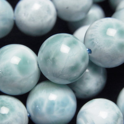 Larimar Pectolith AA++ Rund [9mm][10mm][11mm] 1 Strang Perlen (Armband)